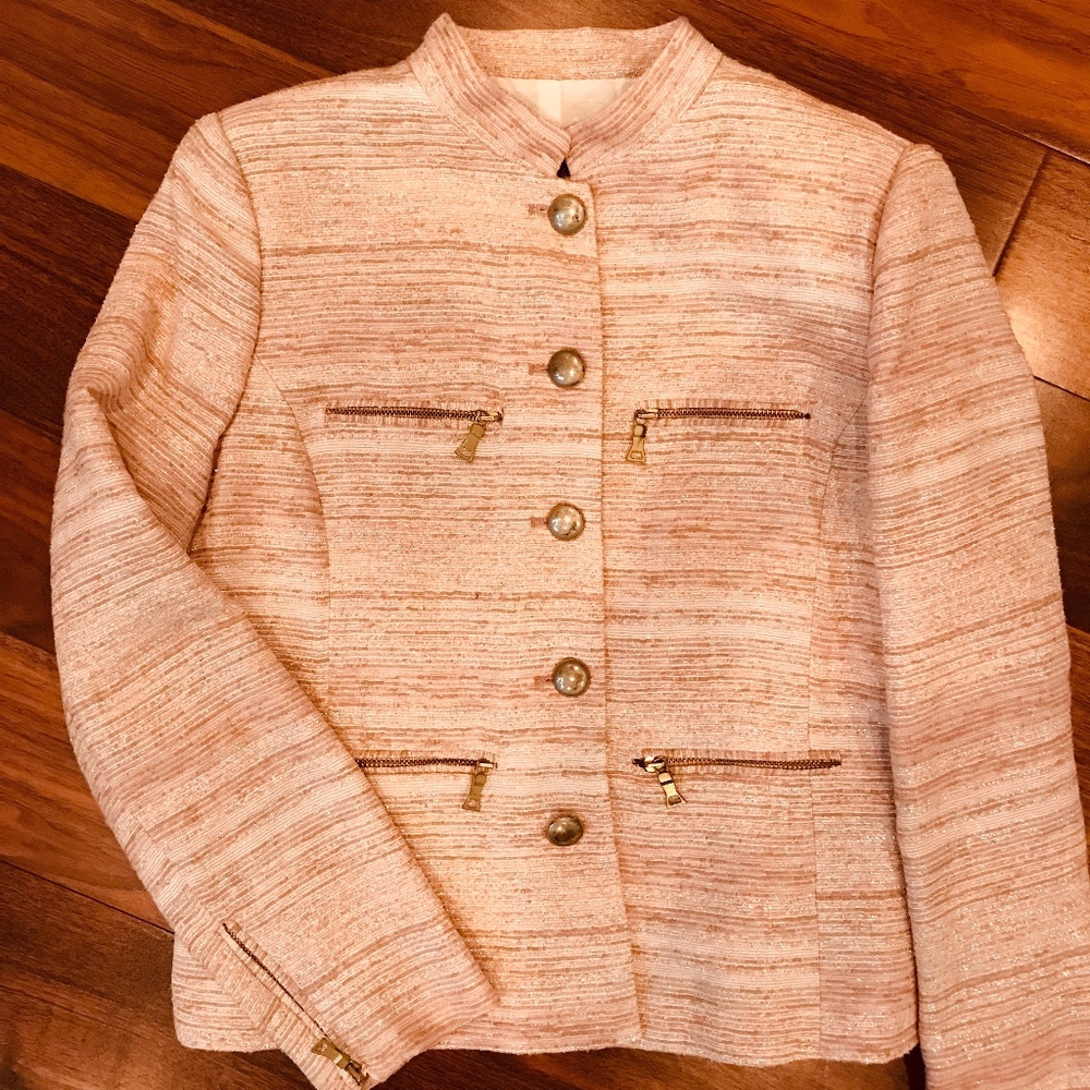 ZARA metallic pink cropped jacket